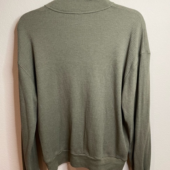 💗GET 20% OFF💗 Aritzia TNA Quarter Zip Waffle Thermal Pullover Sweatshirt Green - Picture 2 of 5